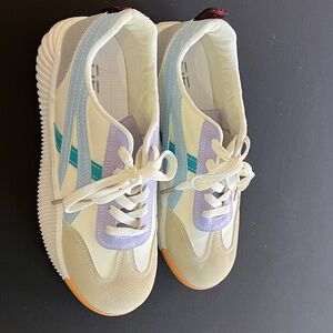 Trendy Cream, Blue, and Purple Women's Sneakers